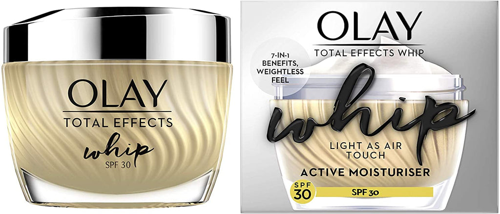 New Olay Total Effects Whip Light as Air 7-In-1 Moisturiser with SPF30, , Vitamin C and E, 50 ml-BARGAIN