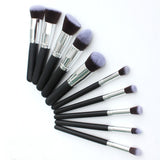 Black Handle-Silver  Kabuki 10 Pcs Brush set