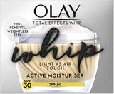 New Olay Total Effects Whip Light as Air 7-In-1 Moisturiser with SPF30, , Vitamin C and E, 50 ml-BARGAIN