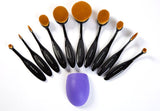 Multi Purpose Oval Makeup Brush 10Pcs  100% Fiber FLEXI BLACK