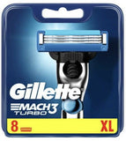 New Genuine Gillette Mach 3 Turbo Razor Blades XL Pack - 8 Pack-BARGAIN